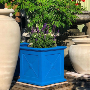 Allen Box Painted Blue Luna LS P192 PAIR Vintage #longshadowplanters #longshadowvintage #gardendesign